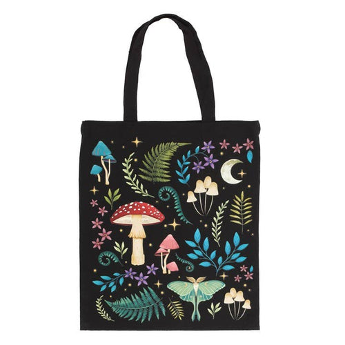 Dark Forest Mushroom & Luna Moth Tote Bag